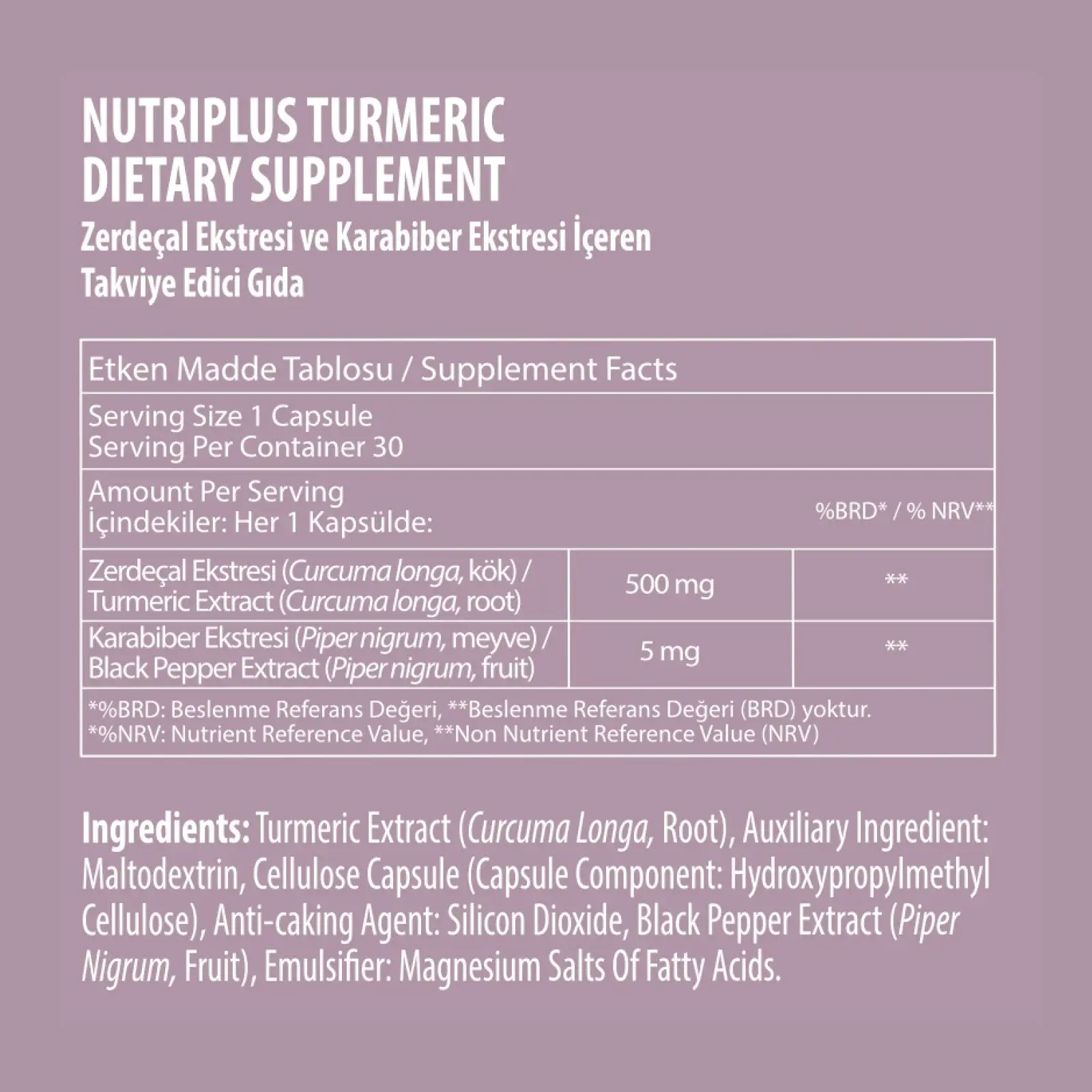 NUTRIPLUS TURMERIC CAPSULE TR 30 PCS